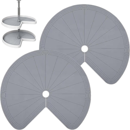 2 26" PCS Lazy Susan Shelf Liner, Jaxbo Silicone Lazy Susan Liner for Dual Tier Pie Cut Organizer,Non-Slip Thermal