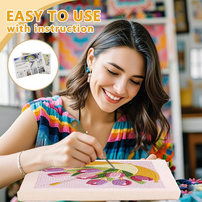 DOODLREAM Tulips Flower Punch Needle Kit for Beginner, 9.4"x 9.4" Umbrellas Punch Stitching Craft Set, DIY Embroidery Starter with Printed Frame, Instruction, Threader, Yarn, Pinch Needle