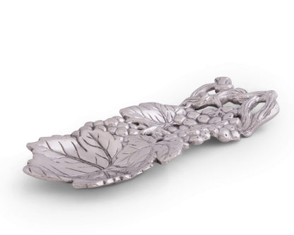 Arthur Court Grape Pattern Spoon Rest - Aluminum Metal Decorative - Holder for Kitchen, Spatula Ladle, Brush and Other Cooking Utensils 8.5 inch x 3.5 inch