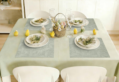homing Faux Leather Heat Resistant Placemats 12 Packs, Waterproof Wipeable Dining PU Place Mats for Indoor & Outdoor, Easy to Clean, Light Green