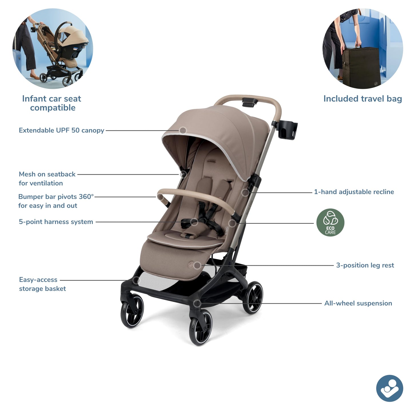 Maxi-Cosi Oxford Cabin Lightweight Travel Stroller, Truffle