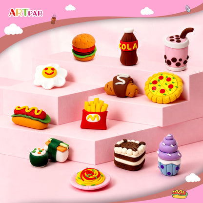 ARTPAR Air Dry Clay Kit for Kids,12 Box Mini Food Modeling Magic Clay Sculpting Set,Safe Non-Sticky,Ultra Light & Soft,Arts & Crafts Fun Playset Kitchen Toys,Home Party Favors for Boys Girls 3+ Years