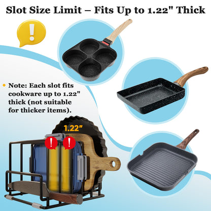 Cutting Board Organizer Rack with 7 Compartments, Heavy-Duty Iron Pan and Baking Sheet Organizer, Kitchen Cabinet Storage Rack with Non-Slip Base, Space-Saving Pot Lid Holder for Countertop & Pantry