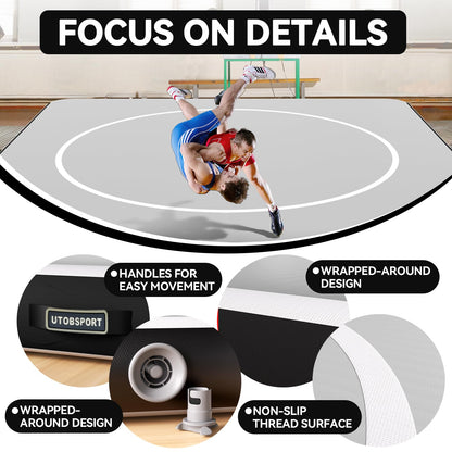Inflatable Wrestling Mat 10x10FTx6"Thick, Jiu Jitsu Mats, PVC Landing Training Mat Foldable for Home Gym BJJ, MMA, Martial Art, Boxing, Grappling and Judo (Grey Black)