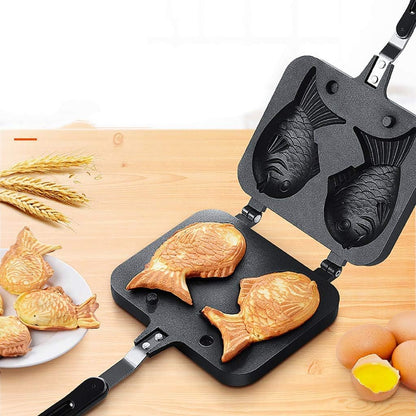 Cake Pan Waffle Maker - Aluminum Alloy Non-stick Waffle Cake Baking Mold Plate (Fish Mould)
