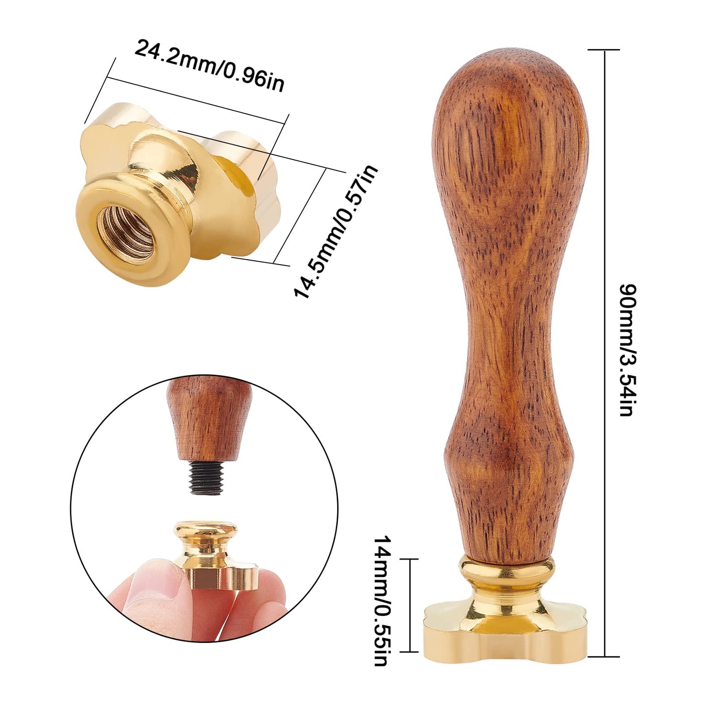 CRASPIRE Bone Dog Paw Wax Seal Stamp, Brass Head, Wooden Handle, Removable, 7mm Inner Size, Suitable for Wedding, Envelope, Invitations, Gift Wrap