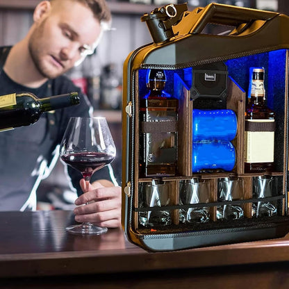 Wsexyy Mini Bar Cabinet Jar Set, Whiskey Bar Cabinet, 20L Personalized Keg Cabinet, Portable Mobile Storage, Original Gift for Husband, Dad, Men