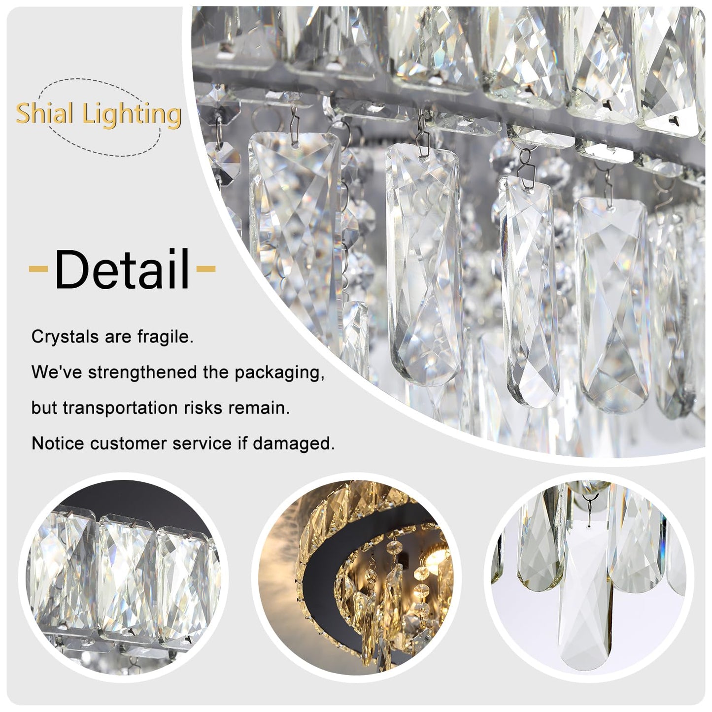 Dia 32" Modern Crystal Chandeliers LED Dimmable Living Room Chandelier Black Pendant Lighting Crystal Ceiling Light Fixture for Entrance Bedroom Hallway Foyer