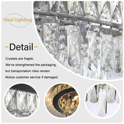 Dia 32" Modern Crystal Chandeliers LED Dimmable Living Room Chandelier Black Pendant Lighting Crystal Ceiling Light Fixture for Entrance Bedroom Hallway Foyer