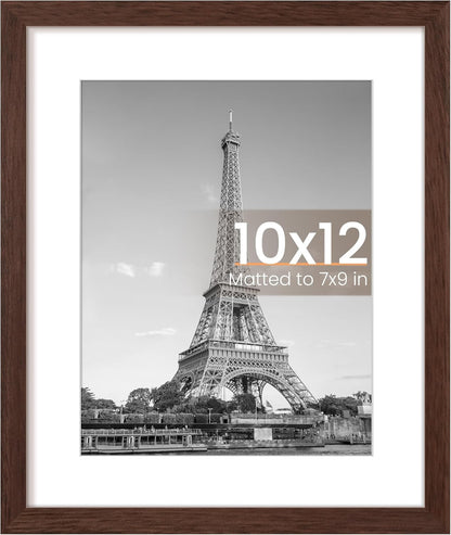 Upsimples 10x12 Picture Frame - Versatile Display for 7x9 Photos with Mat or 10x12 Without - Brown, 1 Pack