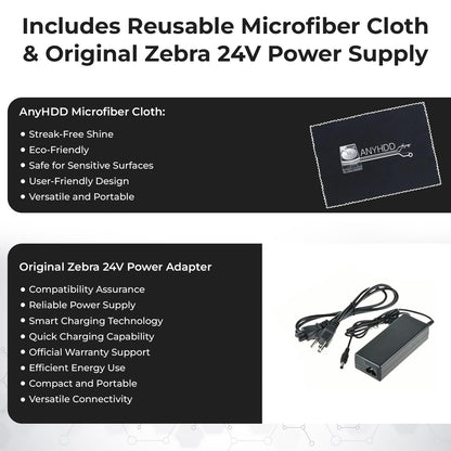 Zebra ZD421 (ZD4A042-D01M00EZ) USB/Bluetooth - Zebra GK420d Replacement, Direct Thermal Label Printer 203 dpi with 4x6 Thermal Roll + Power Adapter + USB 2.0 Cable + Microfiber Cloth Included