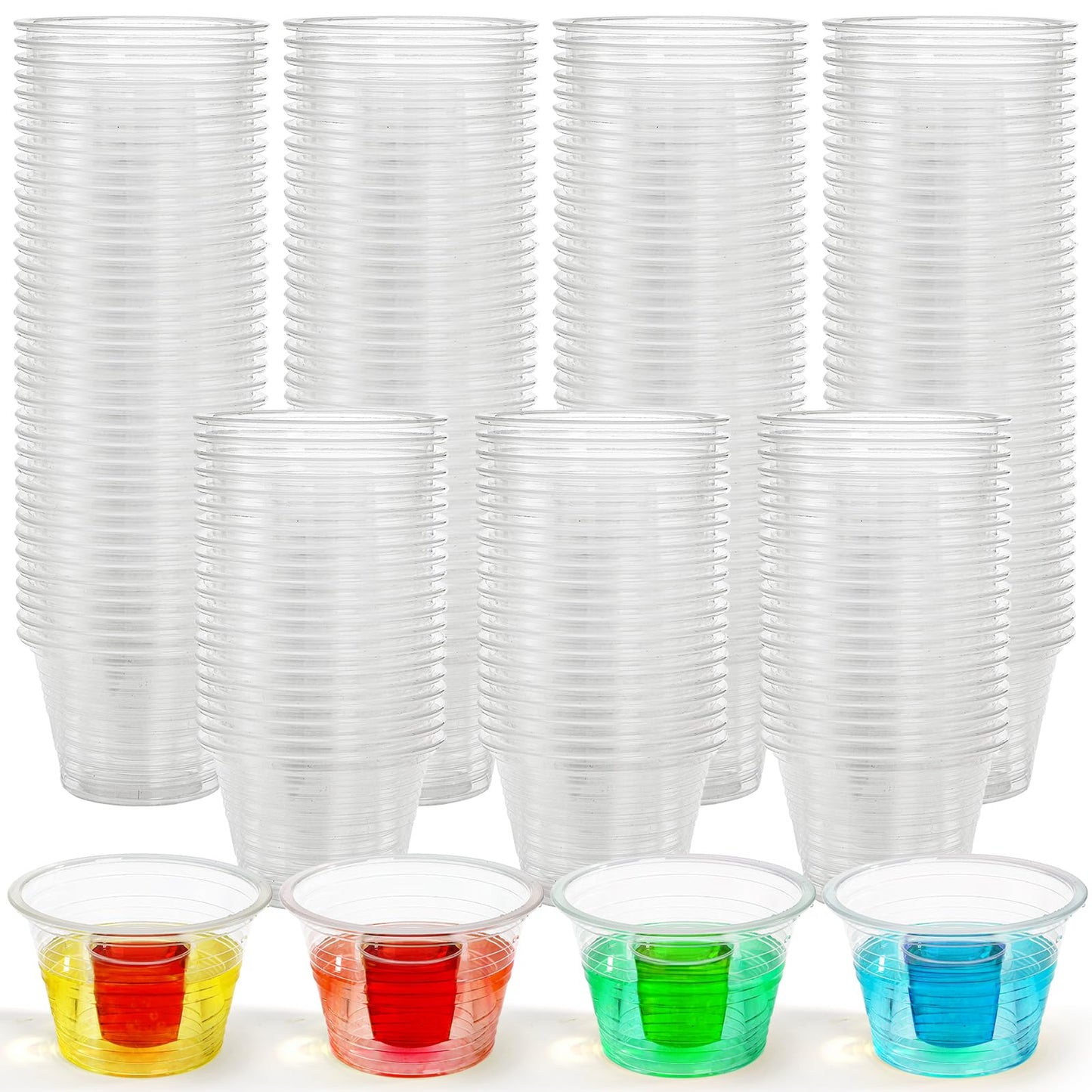 Coloch 200 Pack Plastic Bomber Cups, Disposable Bomb Cups Clear Power Bomber Double Shot Glass for Shots, Mixed Drinks, Party