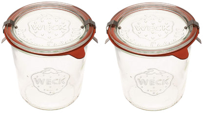 WECK Canning Jars 742 Mold Jars made of Transparent Glass - Eco-Friendly Canning Jar - Storage for Food, Yogurt with Air Tight Seal and Lid - 1/2 Liter Tall Jar Set - (2 Jars)