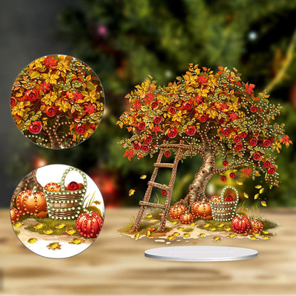 C'eitura 5D Autumn Apple Tree Special Shaped Diamond Painting Kits for Adults, Tabletop Ornaments DIY Crystal Art Craft for Home Office Desk Decor, Thanksgiving & Autumn Gifts