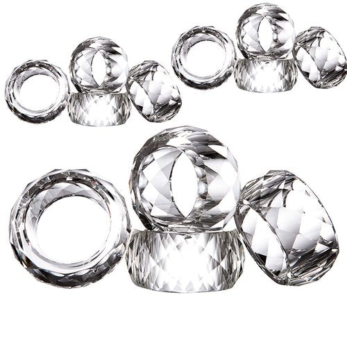 Donoucls Crystal Napkin Ring Holders - 2 Inch Set of 12, Table Party Wedding Set Christmas Decorations for Dinner