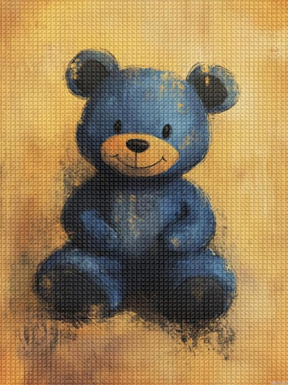 HMDIIMGE Blue Teddy Bear Diamond Painting Kits, DIY 5D Paint for Adults, Full Drill Crystal Diamond Drawing Suitable for Home Wall Decoration 12x16in