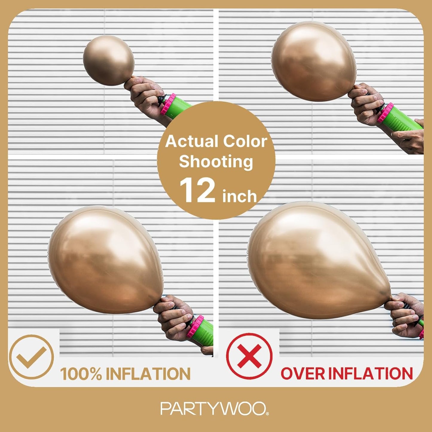 PartyWoo Metallic Gold Balloons - 120-Piece Chrome Balloon Arch Kit for Birthday & Wedding Decor | 5-18 Inch Sizes