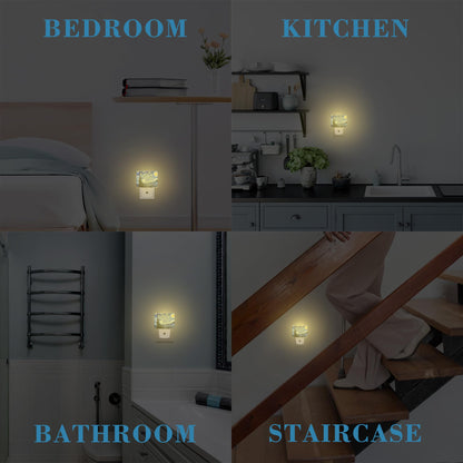 Uiaoiais Starry Sky Abstract Painting Plug in Night Lights, Starry Sky Nightlight Plug Into Wall Dusk to Dawn Sensor for Kid Girls Boys Women Men Bedroom, Hallway, Kitchen, Bathroom, Stairs Decor