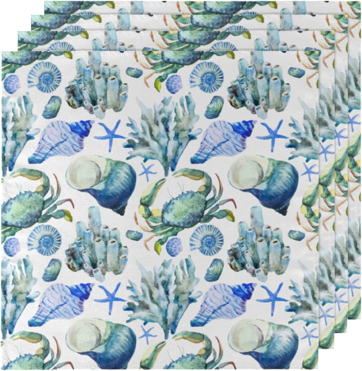 Set of 6 Ocean Animal Cloth Napkins, 20x20 Inch, Reusable Washable Dinner Napkins for Holiday Party Restaurant Banquet