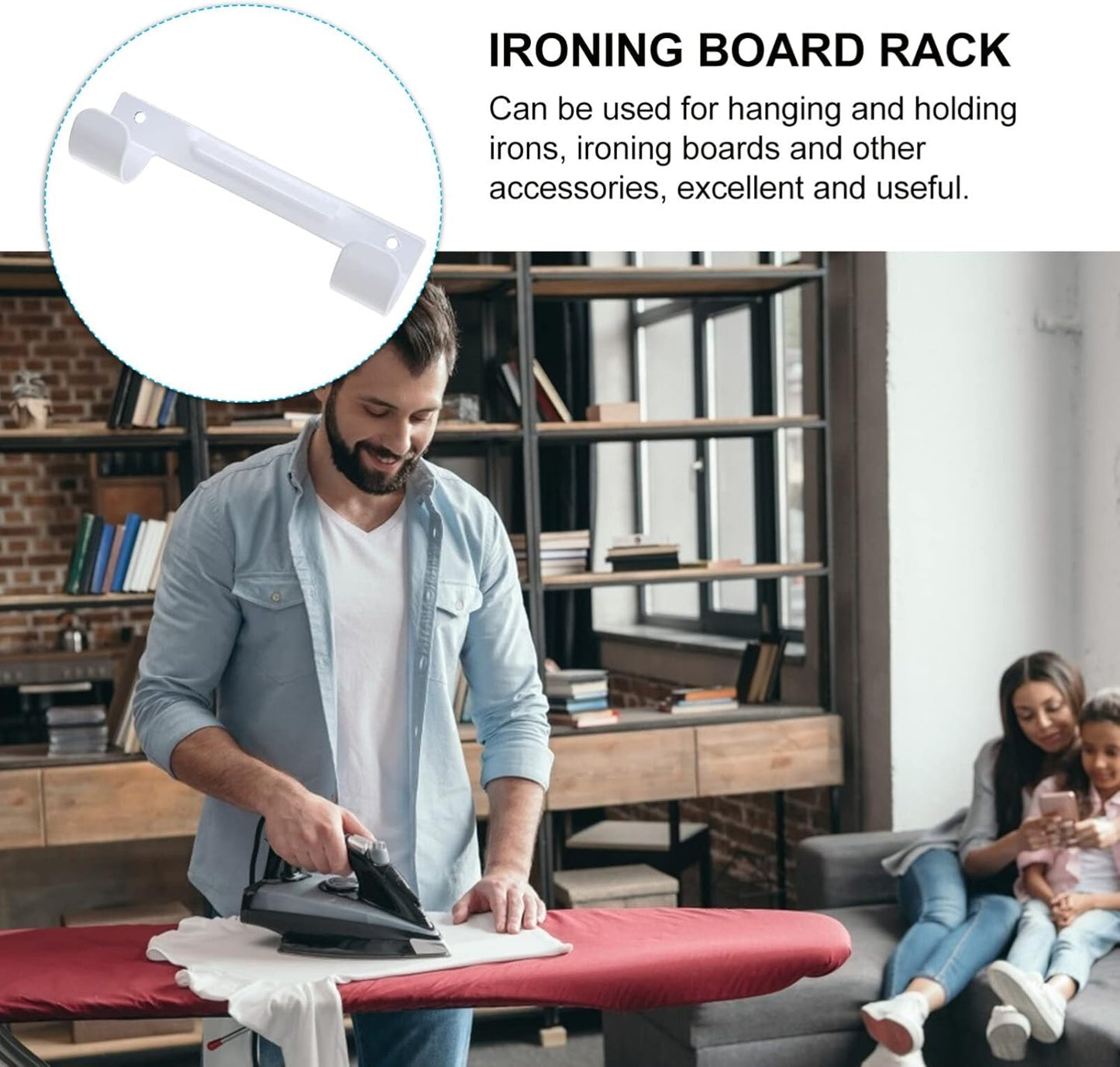 DOITOOL Ironing Board Holder Wall Mount, Iron Holder Organizer for Laundry Rooms, Ironing Board Hanger