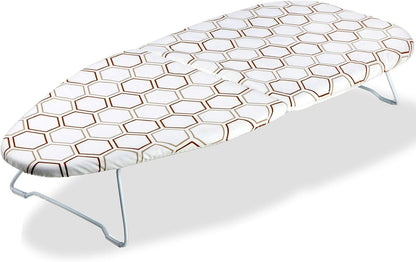 Small Tabletop Ironing Board 30" L x 12" W, Heavy Duty with Mesh Metal Base & 100% Cotton Cover, Portable Folding Mini
