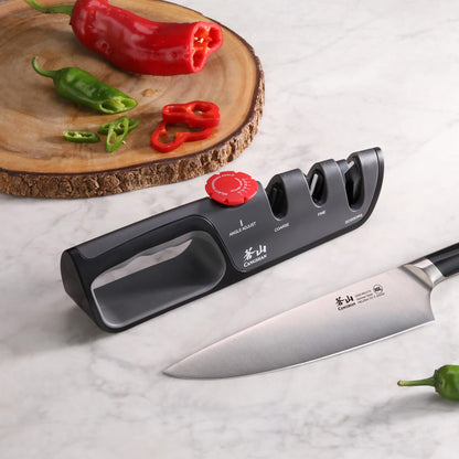 Cangshan 1026108 3-Stage Adjustable 14-24 Degree Professional Knife + Scissor Sharpener Black