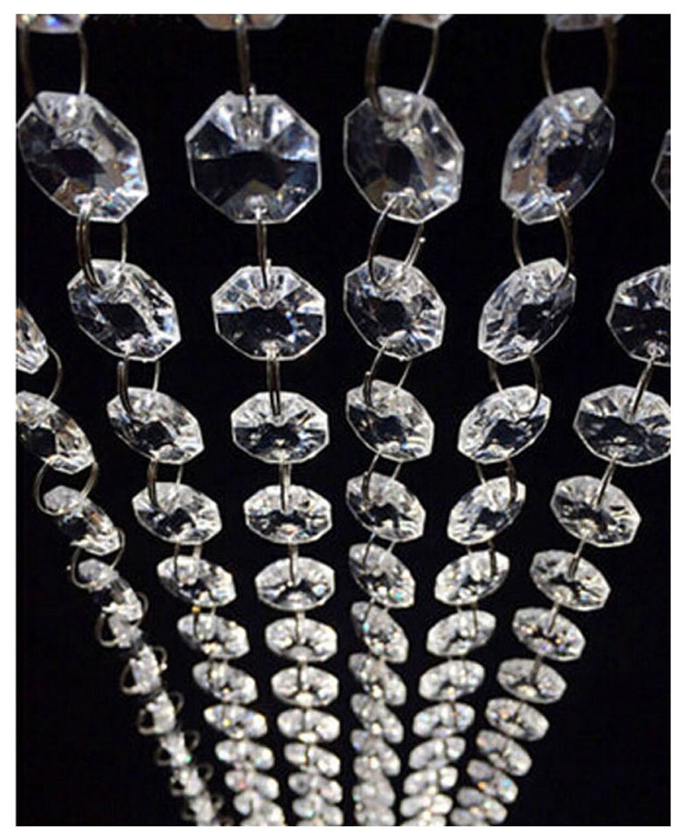 WAZHRMGHG 99FT Clear Acrylic Crystal Garland Strands Hanging Chandelier Bead Chain Ornament String Decorations for Manzanita Centerpiece Christmas Tree Wedding Party Celebration (99FT(30M))