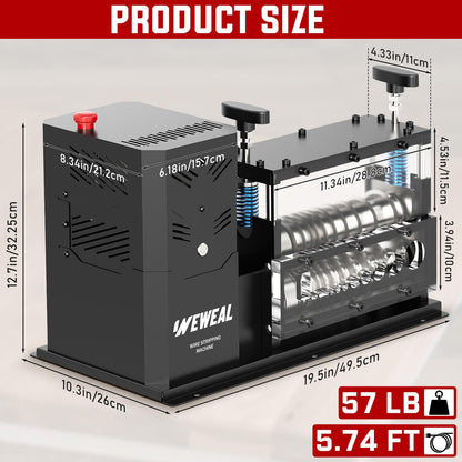 WEWEAL Wire Stripper Machine - 700W 0.06''- 1.5'' Electric Wire Stripping Machine with 11 Channels 10 Blades - Heavy-duty Automatic Cable Stripper for Workshop Copper Recycling