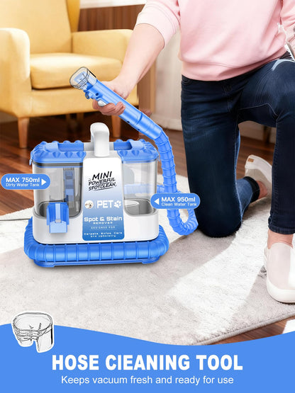Portable Carpet & Upholestery Cleaner Machine for Pets, Spot, Stain, Couch Cleaner Machine with Powerful Suction and and Cleaning Solution, Car/Auto Detailer, Lightweight Compact Design