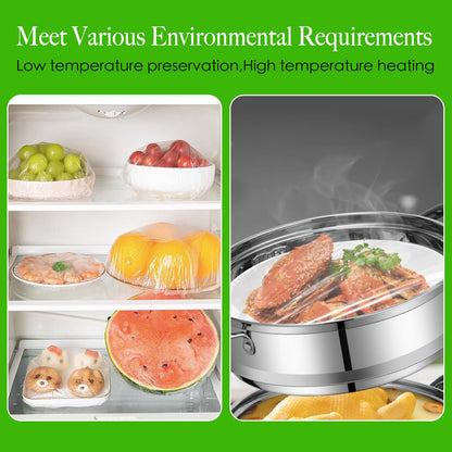 Plastic Bowl Covers Xl - 100 Count - Plastic Bowl Covers Elastic Reusable - Covers 10-19 Inch Bowls/Plate,Large Bowl Cover, Multi-Purpose Kitchen Outdoor Must-Have