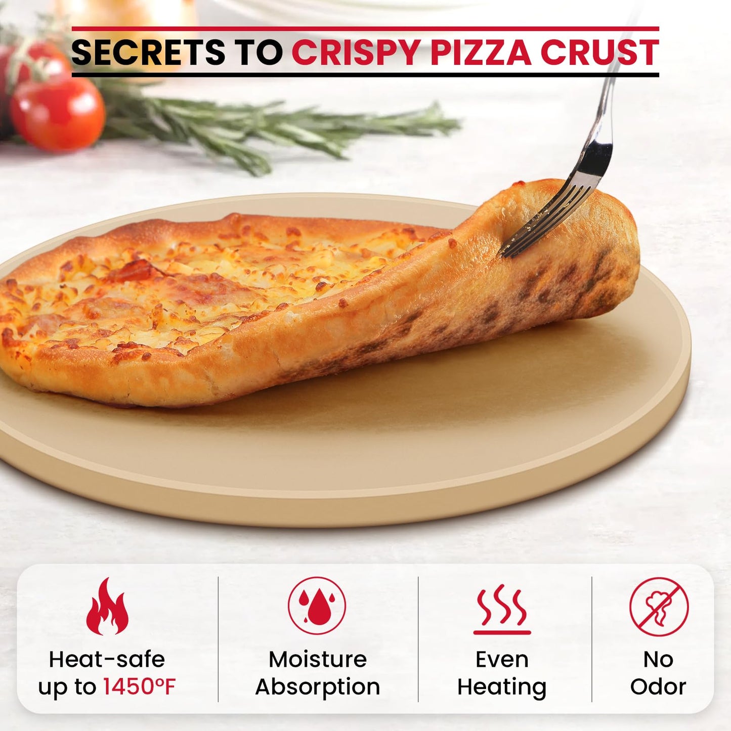 Unicook 12 Inch Round Pizza Stone, Heavy Duty Cordierite Bread Baking Stone for RV Oven, Grill and Toaster Oven, Ideal for Baking Crisp Crust Pizza, Bread, Cookies and More