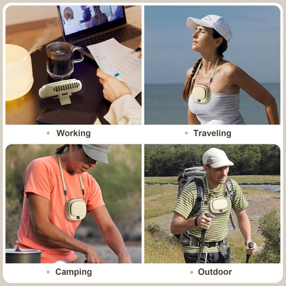 Portable Neck Fan, Handheld Mini Fan, USB Rechargeable with 5 Speed Adjustable for Home Outdoor