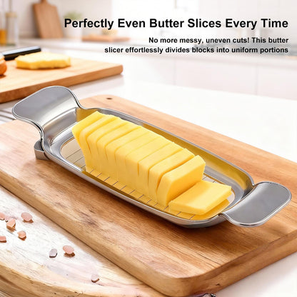Butter Slicer Cutter & Cheese Cutter–Multi-Use Kitchen Tool for Evenly Slicing Butter Blocks, Cheeses, Eggs & Soft Fruits–Non-Stick，Compact & Portable for Home, BBQ, Camping（2 PACK)