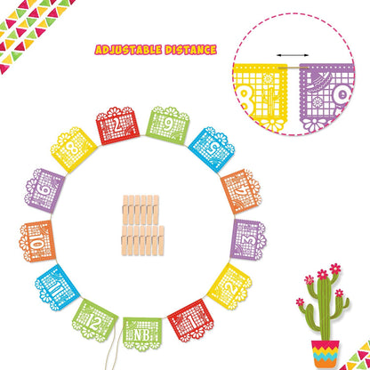Kitticcino 1st Birthday Photo Banner, Papel Picado Mexican Fiesta Monthly Garland, Baby Newborn to 12 Months, Cino de
