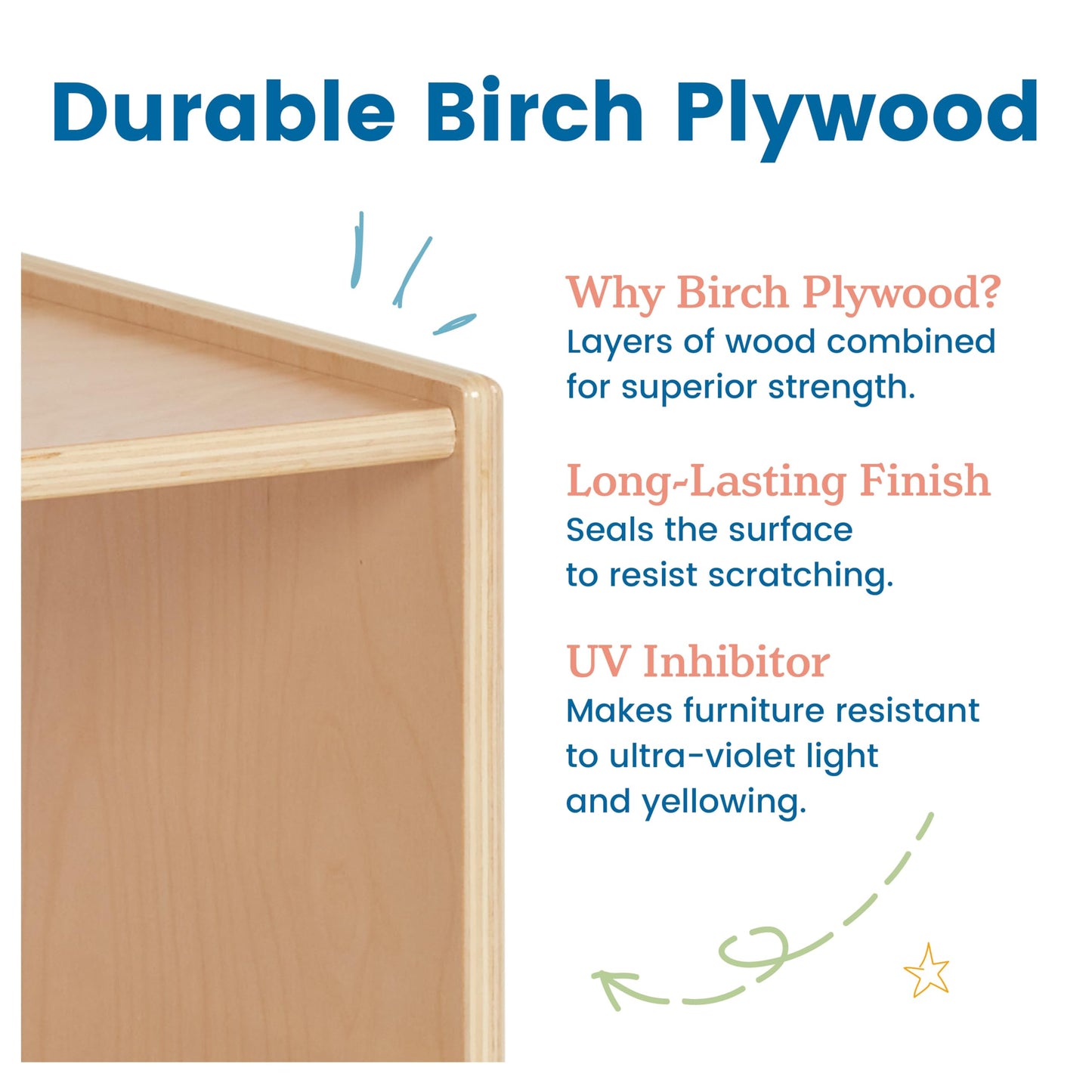 ECR4Kids 5-Compartment Mobile Storage Cabinet, Preschool, Classroom Furniture, Natural