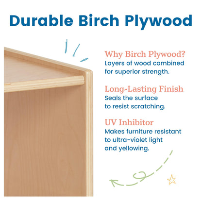 ECR4Kids Wooden Pretend Play Kitchen Storage Cupboard for Kids, Montessori Furniture, Natural