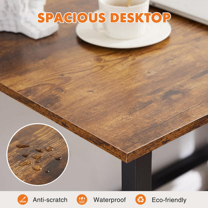 Sweetcrispy Computer Small Office Desk 32 Inch Student Study Writing Work with Metal Frame Wood Tabletop Modern Simple PC Home Bedroom Table, Rustic Brown
