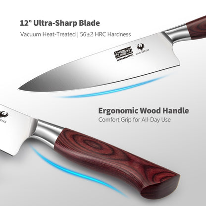 HOSHANHO 7-Piece Knife Set with Block - High-Carbon Stainless Steel Kitchen Knife, Ultra Sharp Professional Chef Knives with Sharpener