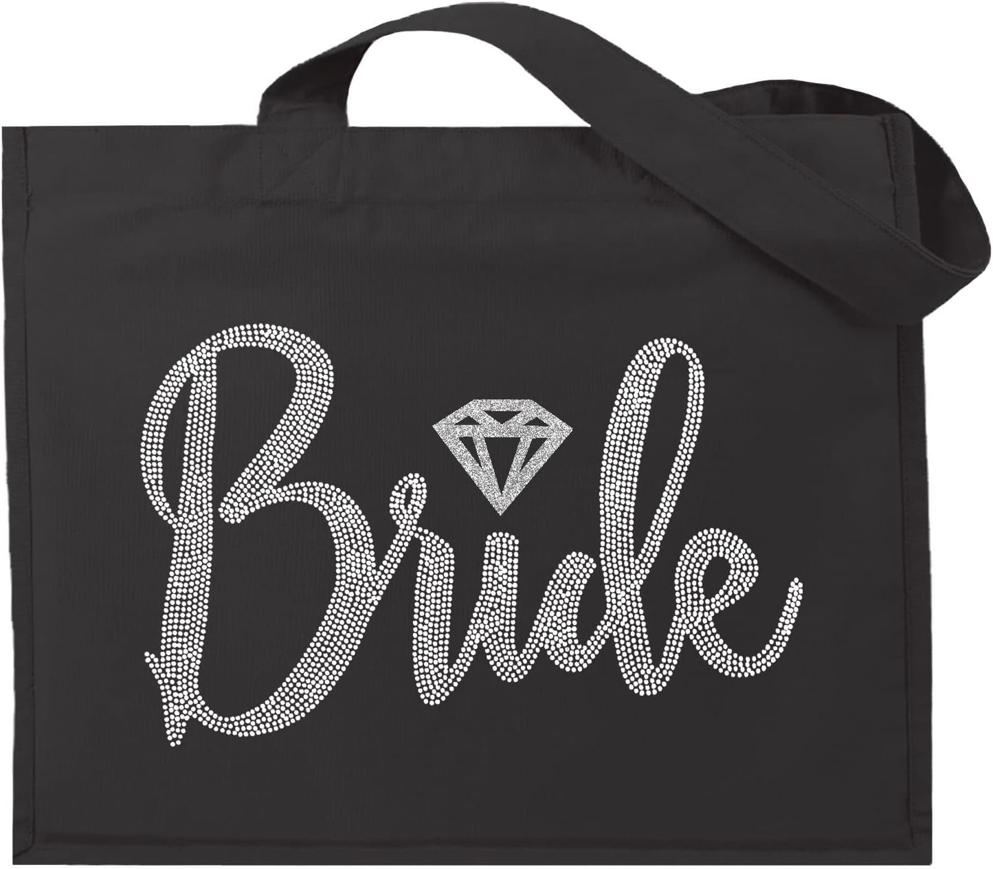 Giant Canvas Bride Tote Bag, 18" x 14", Diamond Motif Rhinestone Totes