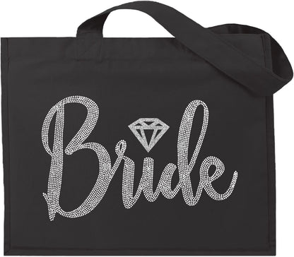 Giant Canvas Bride Tote Bag, 18" x 14", Diamond Motif Rhinestone Totes