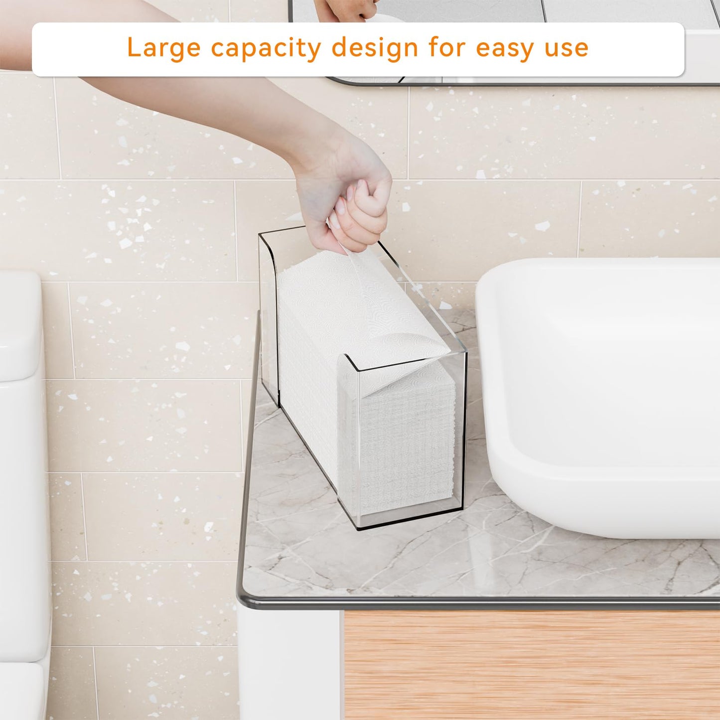 Acrylic Clear Paper Towel Dispenser Countertop,11″ Long Multifold Paper Towel Dispenser and Napkin Dispenser for Bathroom,Suitable for Z-fold,Folded,Trifold,C fold and Tri Fold Paper Towels Holder