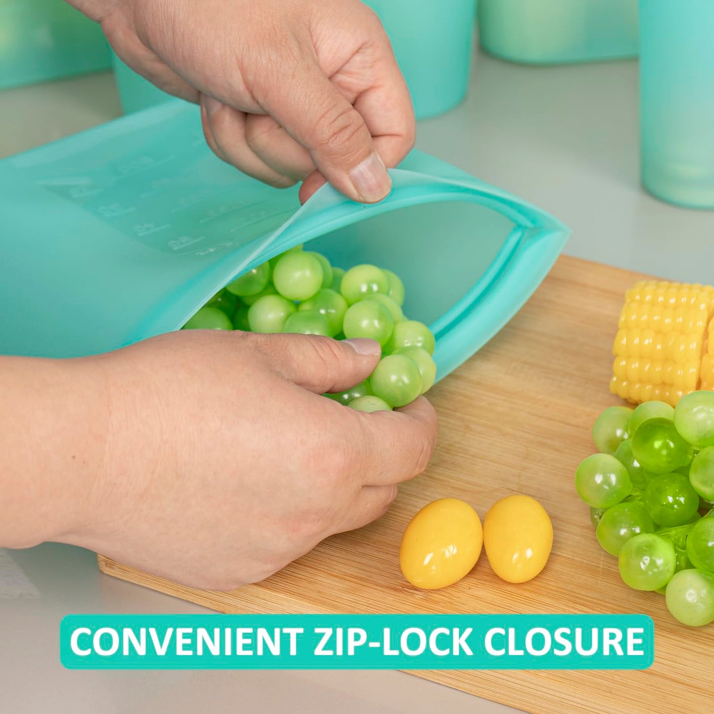 Annaklin Reusable Food Bags, 12 Pack 100% Silicone Food Storage Bags Stand Up Zip Lock Container, Freezer Microwave Oven Dishwasher Safe, 4 Medium 4 Small 4 Extra Small, Aqua