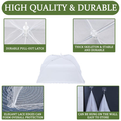 6 Pack Food Covers for Outdoors Mesh Screen Include 2 Extra Large (40"X 24") & 4 Standard (17"X 17") Food Tents Collapsible and Reusable Mesh Food Covers for Outside, BBQ Party Supplies, Fruit