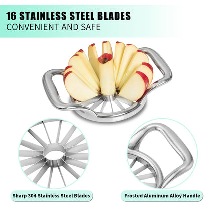 LIIGEMI 5.5 Inch Extra Large Apple Slicer,16-Slice Thin Apple Slicer and Corer,Cutter, Divider, Wedger for Fruits and Vegetables，Gifts for Mom，Sharp and Sturdy，Easy to Use