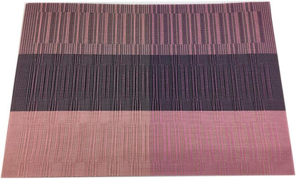 Gugrida Exquisite Woven Vinyl Placemats, Heat Resistant PVC Bamboo Style Table Mats (6, Ombre Purple Red)