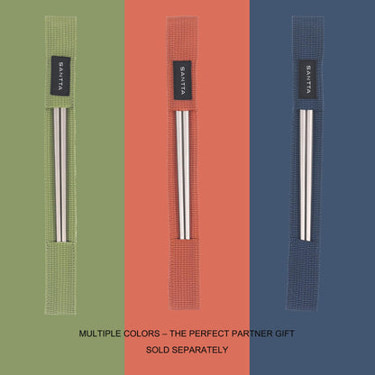 SANTTA Titanium Chopsticks with Compact Carrying Case - Reusable Travel Chopsticks- Lightweight Cutlery for Camping | 2 Pairs