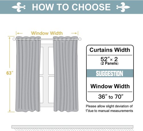 ChrisDowa Grommet Blackout Curtains - Thermal Insulated Room Darkening Panels (Greyish White, 52W x 63L)