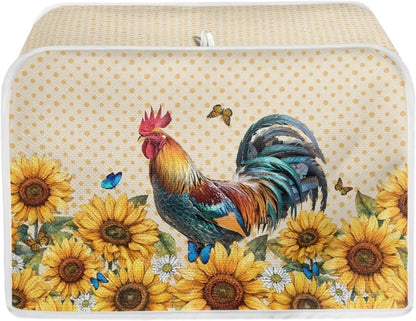 Rooster Sunflower Toaster Covers, Waterproof Kitchen Appliance Covers, Anti Dust Protection for 2 Slice Toaster