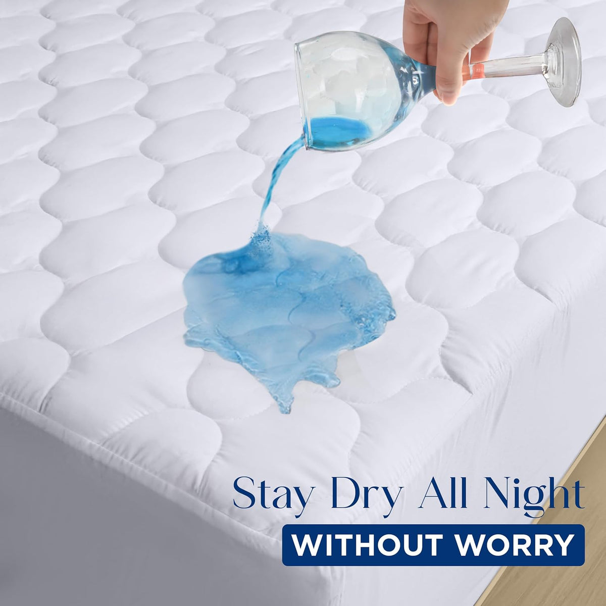 Utopia Bedding Waterproof Mattress Protector - Noiseless Quilted Fitted Cover for Queen Size (White)