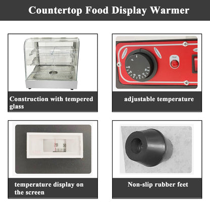 Countertop 26" Food Warmer Display Case 3 Shelf Hot Warming Showcase with Back Sliding Door and Water Tray,Black (26"(Silver))